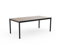 Keter Porto - Mesa de Comedor Exterior para jardín y terraza, 200 x 95 x 75 cm, Apta para 8 Personas, Superficie con Acabado Efecto Madera, Estructura de Metal Grafito