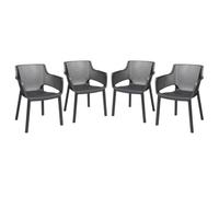 Keter Set x4 Silla de Exterior de jardín Elisa 61,5x53x78,4cm (Grafito)
