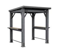 Keter Signature Grill Gazebo - Ashwood Brown | Marco de Resina Resistente a la Intemperie | Estantes y Ganchos Integrados | Metal Reforzado | Acabado de Aspecto de Madera Premium | Fácil Montaje