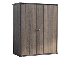 Keter Signature Vertical Walnut - Armario porta-herramientas de jardín - 140x73x170 cm