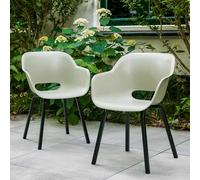 Keter Silla de jardín con patas de metal "Noa" 2 piezas Silver Sage