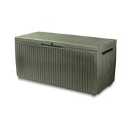 Keter Springwood - Caja de almacenamiento para jardín, hasta 305 L, 123 x 53,5 x 57 H, color verde