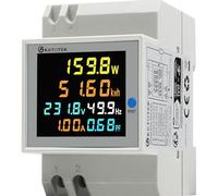 KETOTEK Medidor de Energía Digital 6 en 1 AC40-300V 100A Voltímetro Amperímetro Carril Din, Contador Eléctrico Monofásico Medición del Consumo de Voltaje Corriente Factor de Potencia Frecuencia