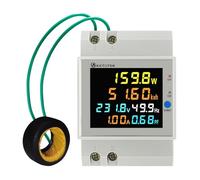 KETOTEK Medidor de Energía Monofásico, 2 Circuitos, Contador Eléctrico Carril DIN con 2 x 100A CT, Digital Voltímetro Amperímetro AC40-300V
