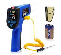 KETOTEK Termómetro Infrarrojo Pistola de Temperatura Doble Láser Sin Contacto -50~550 °C (-58~1022 ℉) con Color LCD K Tipo Termopar Humedad para Cocinar Pizza Horno Barbacoa Congelador Industrial