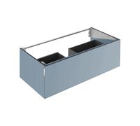 KEUCO EDITION 11 Art mueble bajo para lavabo, 1 extracción frontal, 1200x350x490mm, con iluminación LED, 32511861201, Cuerpo/Frontal: Vidrio satinado azul / Vidrio satinado azul