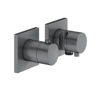 KEUCO EDITION 11 Thermostatarmaturen Set concealed for 2 consumers with hose connection and shower holder, 51153131222, Color: Negro cromo cepillado