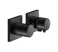 KEUCO EDITION 11 Thermostatarmaturen Set concealed for 2 consumers with hose connection and shower holder, 51153371222, Color: Negro Mate