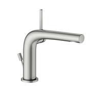 KEUCO EDITION 400 Mezclador monomando de lavabo 120, con juego de desagüe, 153mm de proyección, 51504060002, Color: acabado en acero inoxidable