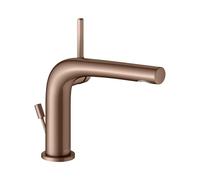 KEUCO EDITION 400 Mezclador monomando de lavabo 120, con juego de desagüe, 153mm de proyección, 51504290002, Color: rojo oro cepillado