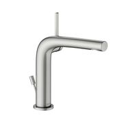 KEUCO EDITION 400 Mezclador monomando de lavabo 150, con juego de desagüe, 153mm de proyección, 51502060000, Color: acabado en acero inoxidable