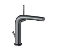 KEUCO EDITION 400 Mezclador monomando de lavabo 150, con juego de desagüe, 153mm de proyección, 51502130000, Color: Negro cromo cepillado