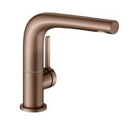 KEUCO EDITION 400 Mezclador monomando de lavabo 150, orientable, sin juego de desagüe, 51505290100, Color: rojo oro cepillado