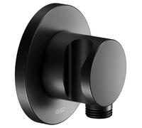 Keuco IXMO - Codo de ducha con soporte, negro mate 59592370001