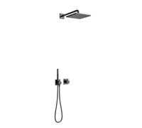 Keuco IXMO - Conjunto de ducha con termostato empotrado, 25x25 cm, negro mate 59602370002