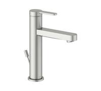 KEUCO IXMO Mezclador monomando plano de lavabo 130, con juego de desagüe, proyección 124mm, 59501063001, Color: acabado en acero inoxidable