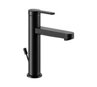KEUCO IXMO Mezclador monomando plano de lavabo 130, con juego de desagüe, proyección 124mm, 59501373001, Color: Negro Mate