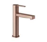 KEUCO IXMO Mezclador monomando plano de lavabo 130, sin juego de desagüe, proyección 124mm, 59501293101, Color: rojo oro cepillado