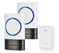 KEWUZY Timbre Inalámbrico Exterior Impermeable, Timbre Inalámbrico para Puerta, Exterior IP44 Impermeable, Doorbell Indicador LED, 52 Melodías, 4 Volumen, Alcance a 400M (Blanco2+1)