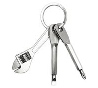 Keychain Mini Repair Tool Set, Stainless Steel Wrench & Screwdriver | El juego compacto de 3 piezas de llavero de acero inoxidable incluye una mini llave y un destornillador para fijar