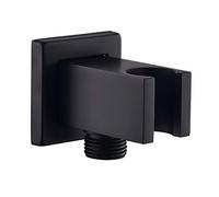 Keymark Arco de conexión pared con soporte ducha, color negro, latón cuadrado, manguera 1/2 pulgadas, arco ducha soporte, arena, para mano