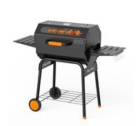 KEYO GRILL 29 Pulgadas Parrilla De Carbón-537 Sq In, Parrilla Barbacoa En Forma De Barril con Asador De Acero Inoxidable y Bandeja De Carbón Central, para Jardín, Cobertizo, Patio