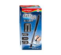 Keyroad Bolígrafo clásico Ball Pen Soft Jet, 12 unidades, 0,7 mm, negro, bolígrafo desechable
