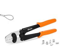 KF CPTEC Herramienta de crimpado de cuerda de alambre para mangas de 3/64 a 1/16 pulgadas, 5 cavidades de alta resistencia, crimpadora ovalada y de doble barril para bucles de cable, vallas, marinos y
