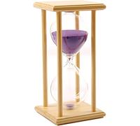 KFGISD, Decoración de 15/30/45/60 Minutos for habitación Infantil, cumpleaños, té, Mesa de café, estantería, Juego Escolar, Adorno, Marco de Madera ，Reloj de Arena(Wood Frame Purple Sand,45 Minutes)
