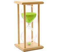 KFGISD, Decoración de 15/30/45/60 Minutos for habitación Infantil, cumpleaños, té, Mesa de café, estantería, Juego Escolar, Adorno, Marco de Madera ，Reloj de Arena(Wood Frame Green Sand,30 Minutes)