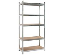 KG KITGARDEN - Estantería Metálica Almacenaje de Acero Galvanizado con 5 Baldas de MDF, 180x90x40cm - GALVA
