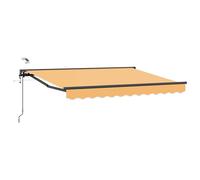 KGFHERENB 13 x 10 ft Electric Retractable Patio Awning, Arena y Antracita | Características de una funda de poliéster de media cassette, operación remota y manual, diseñada para montaje en la pared de
