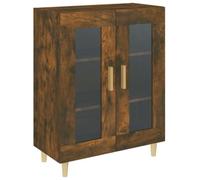 KGFHERENB Aparador de roble ahumado 69,5 x 34 x 90 cm con 2 puertas de | Armario auxiliar compacto para salón y pasillo con placa superior de apoyo y diseño de cristal transparente.