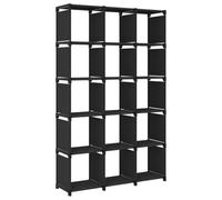 KGFHERENB Estantería con 15 compartimentos, color negro, 103 x 30 x 175,5 | Estantería divisoria ligera de acero y tela no tejida con 15 compartimentos para libros y decoración en el salón o la oficina