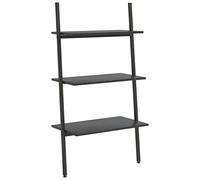 KGFHERENB Estantería de 3 estantes, color negro, 64 x 34 x 116 cm | Estantería escalonada de acero y madera para ahorrar espacio, para salón, dormitorio y balcón con soporte de pared.