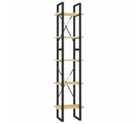 KGFHERENB Librería con 5 compartimentos, 40 x 30 x 175 cm, madera maciza de | Estantería modular de madera de 2 piezas para sala de estar y dormitorio, se puede colocar como estantería de pared alta o