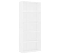 KGFHERENB Librería con 5 compartimentos, color blanco, 80 x 30 x 189 cm | Estantería alta con 5 estantes abiertos de madera para salón, dormitorio y oficina, fácil mantenimiento.