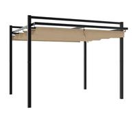 KGFHERENB Pérgola de aluminio con techo corredizo, 3 x 3 m, color gris topo | Toldo resistente para jardín y patio con toldo de tela ajustable y estructura de aluminio.