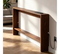 Kgfvesdc Consola recibidor Madera, Mesa de sofá Delgada detrás para Pasillo, Mueble Entrada, Detrás del Sofá, con Espacio Almacenamiento, Madera Natural[Toma empotrada en Nogal Negro 120×15×86cm]