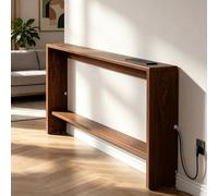 Kgfvesdc Consola recibidor Madera, Mesa de sofá Delgada detrás para Pasillo, Mueble Entrada, Detrás del Sofá, con Espacio Almacenamiento, Madera Natural[Toma empotrada en Nogal Negro 120×10×69.5cm]