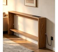 Kgfvesdc Consola recibidor Madera, Mesa de sofá Delgada detrás para Pasillo, Mueble Entrada, Detrás del Sofá, con Espacio Almacenamiento, Madera Natural[Toma empotrada en Nogal Claro 120×10×69.5cm]