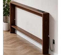 Kgfvesdc Mesa de Consola Estrecha para Detrás del Sofa, Estante Almacenamiento Independiente, De Una Y Dos Capas, Madera y Larga, detrás mesas sofá[Toma empotrada en Nogal Negro 150×10×96cm]