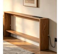 Kgfvesdc Mesa de Consola Estrecha para Detrás del Sofa, Estante Almacenamiento Independiente, De Una Y Dos Capas, Madera y Larga, detrás mesas sofá[Toma empotrada en Nogal Claro 150×10×69.5cm]