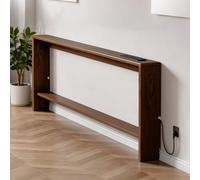 Kgfvesdc Mesa de Consola Estrecha para Detrás del Sofa, Estante Almacenamiento Independiente, De Una Y Dos Capas, Madera y Larga, detrás mesas sofá[Toma empotrada en Nogal Negro 150×10×69.5cm]