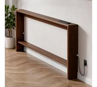 Kgfvesdc Mesa de Consola Estrecha para Detrás del Sofa, Estante Almacenamiento Independiente, De Una Y Dos Capas, Madera y Larga, detrás mesas sofá[Toma empotrada en Nogal Negro 150×15×86cm]
