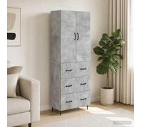 KGHFDVB Juego de 2 armarios de pie, 66 x 34,5 x 90 cm, color gris hormigón | Estantes ajustables de madera con puertas para libros y decoración, sala de estar, dormitorio, oficina
