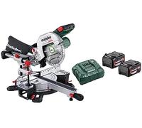 Metabo KGS 18 LTX BL 216 Sierra de inglete inalámbrica con función de tracción, 2x 5,2 Ah