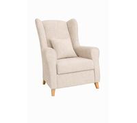 KHALMA HOME Sillón Orejero para Salón y Dorrmitorio + Cojín Decorativo | Butaca Lectura | Sillones Orejeros con Tela Antimanchas | Fácil Limpieza y Diseño. (BEIG)