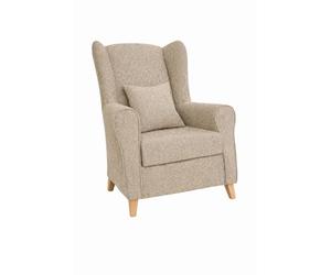 KHALMA HOME Sillón Orejero para Salón y Dorrmitorio + Cojín Decorativo | Butaca Lectura | Sillones Orejeros con Tela Antimanchas | Fácil Limpieza y Diseño. (MARRÓN)