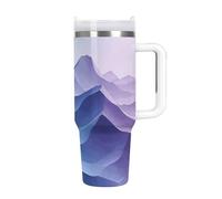 KHAUERBC Vaso de café de viaje con mapa topográfico abstracto de acero inoxidable, taza de café con tapa y popote, taza con asa, gran capacidad, doble pared al vacío a prueba de fugas, taza térmica de